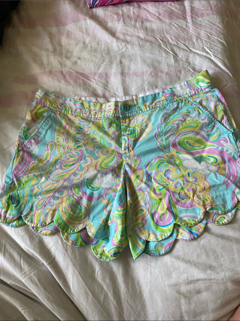 Lilly Pulitzer Scallop Hem Paisley Skort Shorts in Pastel Mint